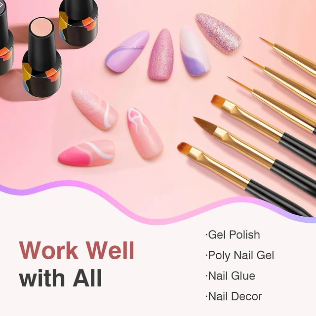 Alt view image 7 of 7 - Nail Art Brushes, 3 Pcs Nail Brush Set with Gel Polish Pens and Liner Brush