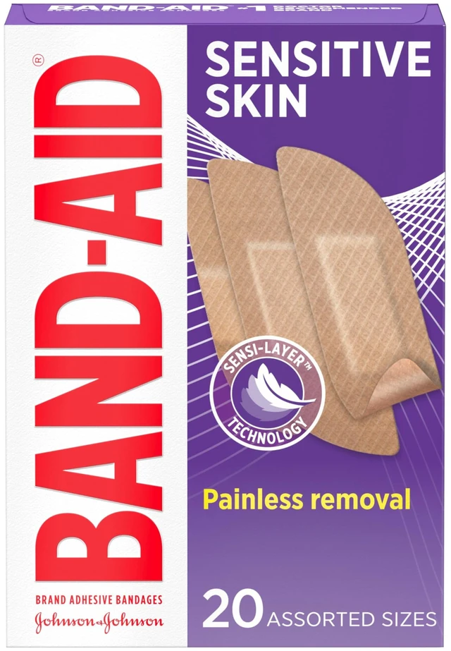 Main image of BAND-AID Brand Adhesive Bandages for Sensitive Skin, Assorted Sizes, 20 Ct