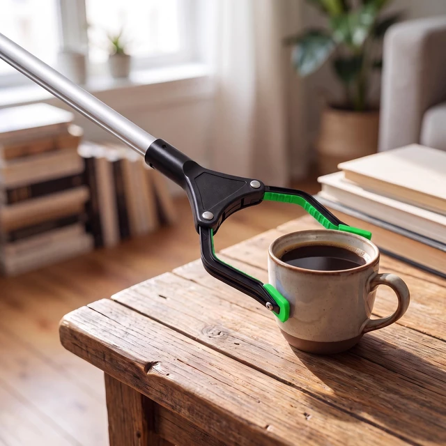 Alt view image 2 of 6 - Grabber Reacher Pickup Tool Foldable, Lightweight, Rotatable Clamp, Green