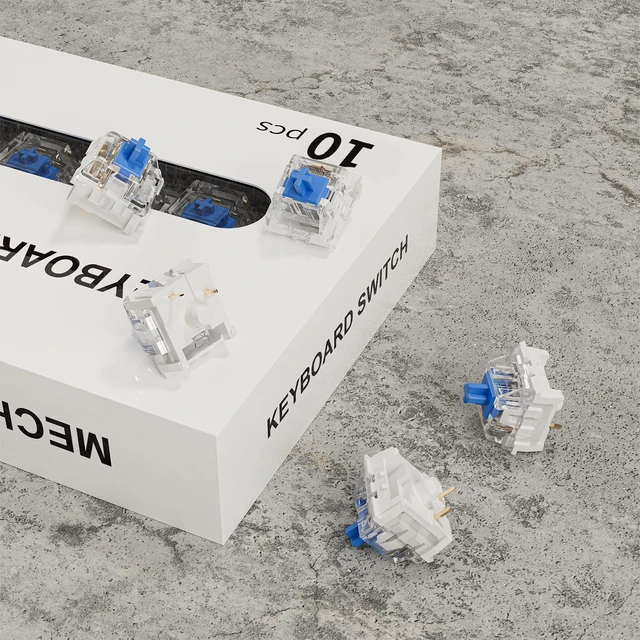 Alt view image 5 of 6 - Zhouwang 10PCS Blue Switches,3 Pin Replacement Dustproof Mechanical Keyboards Switches, Suitable clicker for 3D Prints and Gaming Keyboards