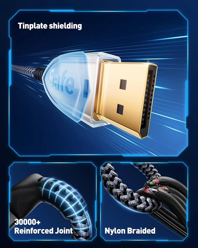 Alt view image 5 of 6 - Maxonar VESA Certified DisplayPort 2.1 Cable 10FT/ 3M 16K 80Gbps
