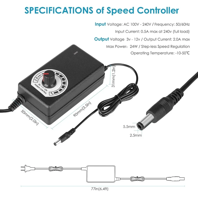 Alt view image 3 of 6 - Plug in Computer Fan, 12v Fan with AC to DC Power Adpater