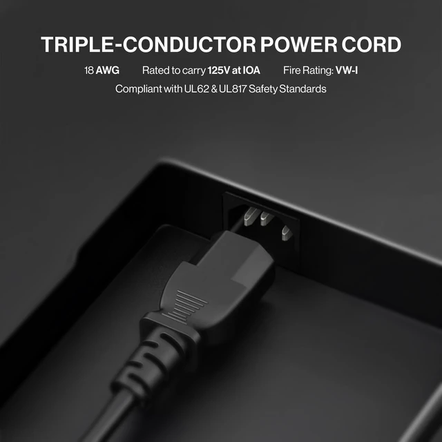 Alt view image 2 of 7 - 3 Prong AC Power Cord 10ft Long Standard | 125V-250V | for Computer, Monitor, TV, Printer, Power Supply PSU Electric Cable Replacement Power Cord