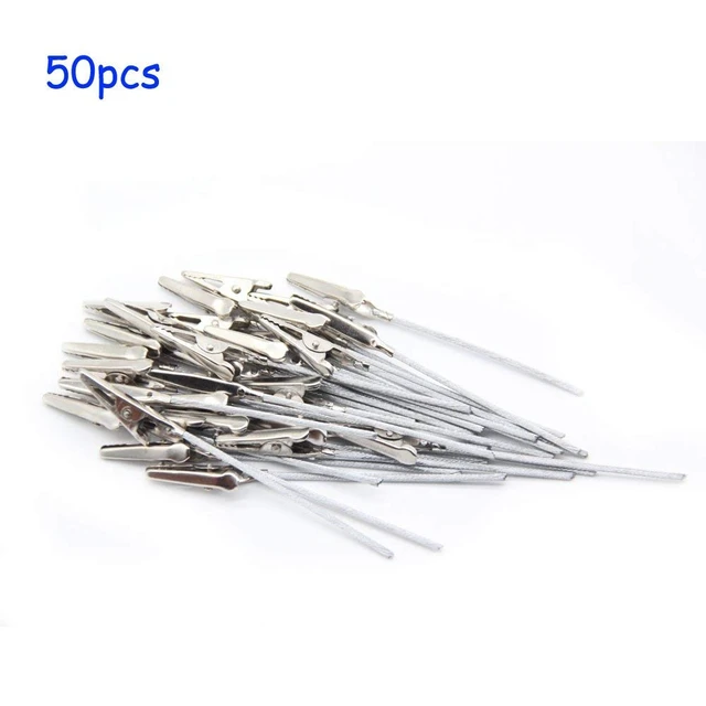 Alt view image 2 of 6 - H&W 50 Pack Metal Wire Alligator Clamp, 4'' Long-Tailed Alligator Iron Clip