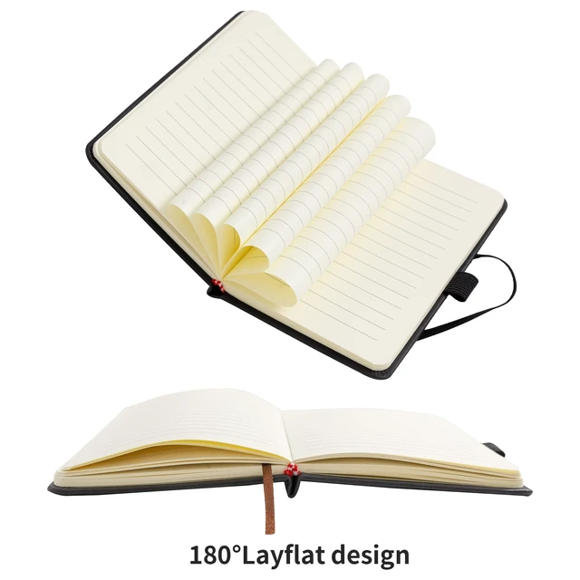 Alt view image 4 of 7 - 2Pack Pocket Notebook Small Notebook Journal Notebook 4 inches x 5.7 inches 200 Pages Leather Cover With Pen Holder Page Marker Ribbons(Black)