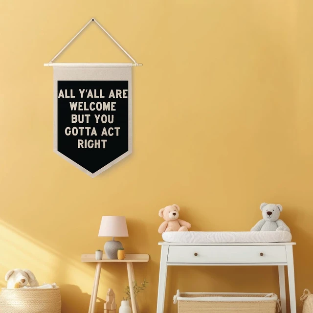 Alt view image 7 of 7 - Qpenm All Are Welcome Hanging Wall Canvas Banner,Welcome Hanging Pennant Flag Prints,Funny Posters & Prints Canvas Banner,Funny Classroom Home Living Room Office Wall Art Decor