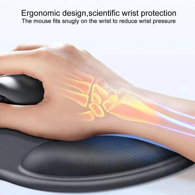 Main image of 2 Pack Ergonomic Mouse Pad with Wrist Rest Support, Mousepad with Comfortable Gel Wrist Rest Support and Lycra Cloth,for Easy Typing Pain Relief Durable and Easy to Clean,Black