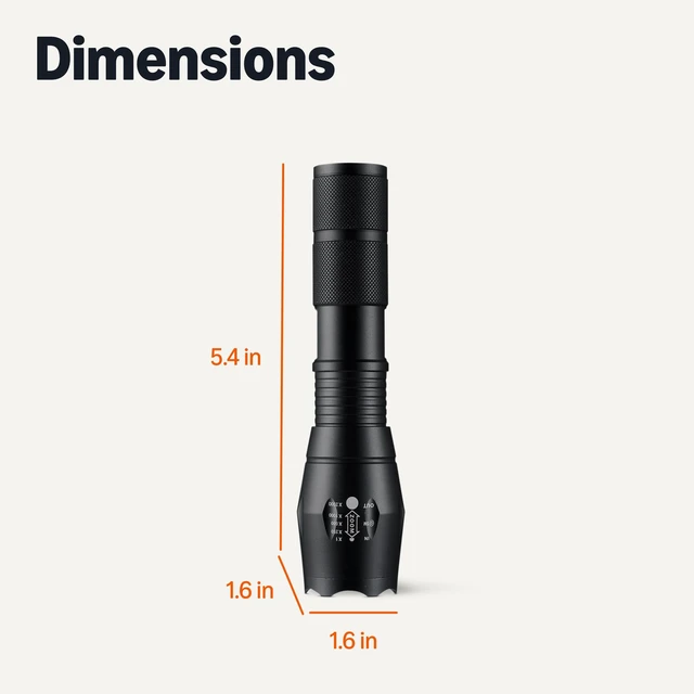 Alt view image 3 of 5 - Amazon Basics Handheld LED Flashlight, 200 Lumen, Adjustable Brightness Focus, 5 Light Modes, Water Resistant IPX4, Black