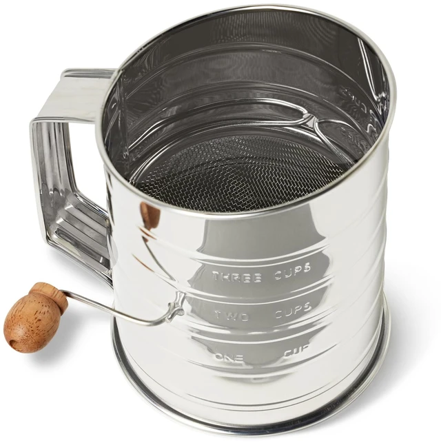Main image of Amazon Basics Stainless Steel Flour Sifter, 3 Cup Capacity for Fine or Coarse Flour, Dishwasher-Safe