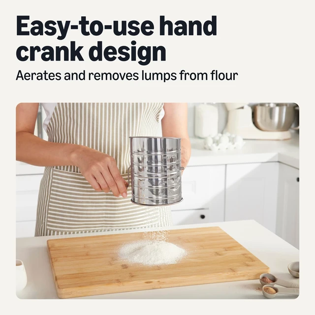 Alt view image 6 of 6 - Amazon Basics Stainless Steel Flour Sifter, 3 Cup Capacity for Fine or Coarse Flour, Dishwasher-Safe