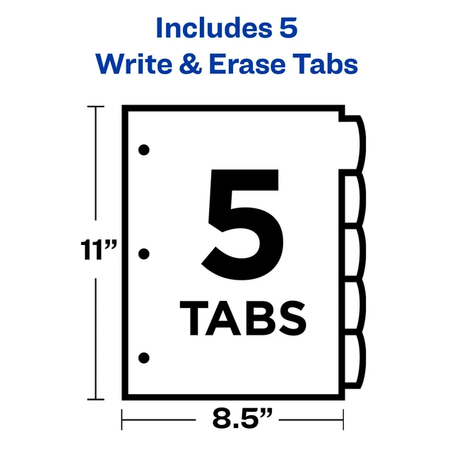 Alt view image 3 of 6 - Avery Big Tab Write & Erase Plastic Dividers, 5-Tab, Color, 1 Set