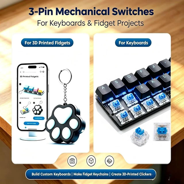 Alt view image 3 of 7 - 60Pcs Clickers for 3D Prints, Clicky Mechanical Keyboard Switches