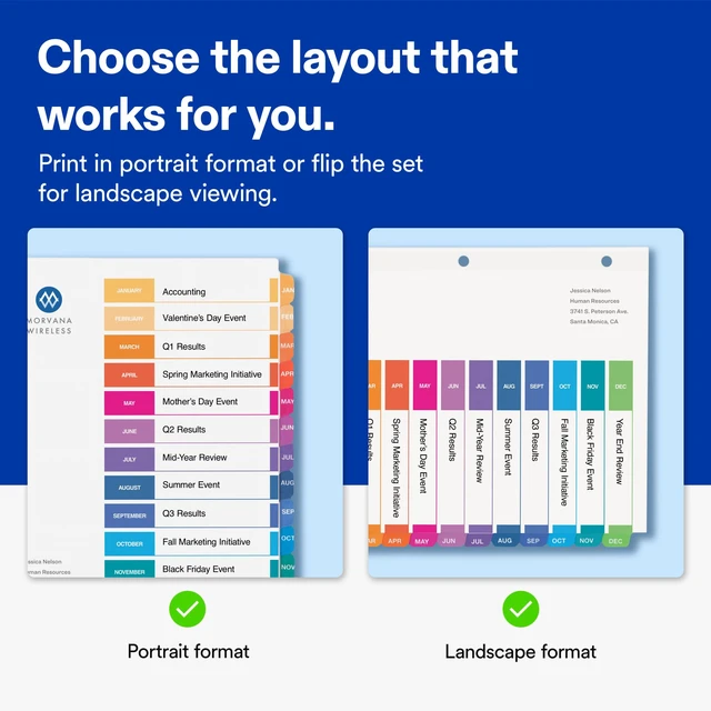 Alt view image 2 of 6 - Avery Jan-Dec Dividers for 3 Ring Binders, 12 Tabs per Set, Customizable Table of Contents, Multicolor Tabs, Great for Organizing Reports, Projects, and More (11127)