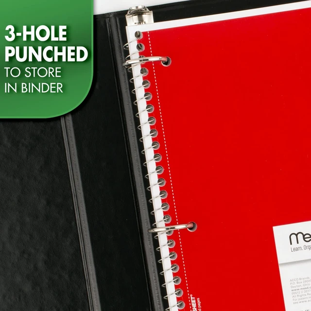 Alt view image 6 of 6 - Mead Spiral Notebook, 1 Subject, Graph Ruled Paper, 7-1/2" x 10-1/2", 100 Sheets, Green (05676AC5)