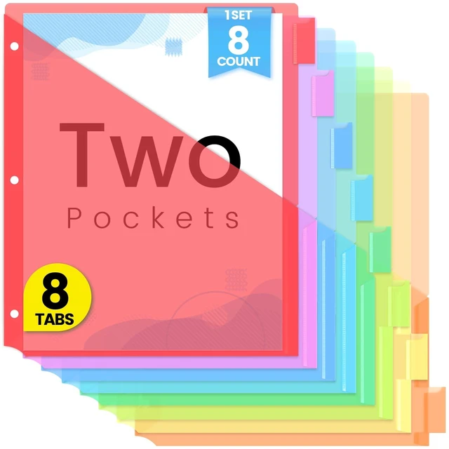 Main image of Sooez 8 Count Dividers with Pockets, Binder Dividers with tabs