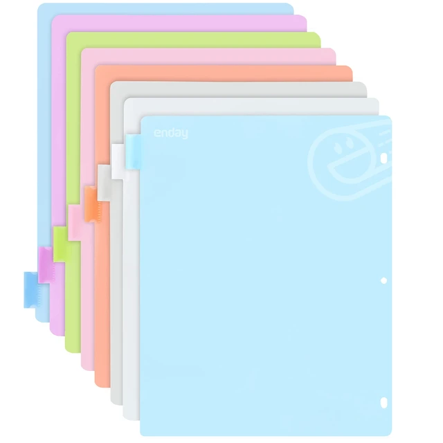 Alt view image 3 of 7 - 8 Dividers for 3 Ring Binder Standard Index Folder Dividers, Plastic Multicolor Dividers with White Insertable Tabs, in Green, Blue, Pink, Purple, Red, Grey, White, and Light Blue By Enday