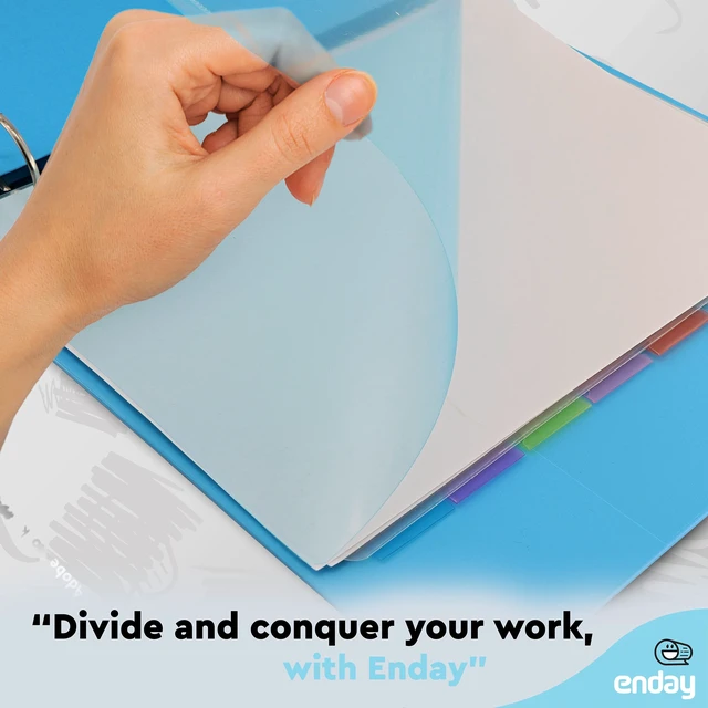 Alt view image 2 of 7 - 8 Dividers for 3 Ring Binder Standard Index Folder Dividers, Plastic Multicolor Dividers with White Insertable Tabs, in Green, Blue, Pink, Purple, Red, Grey, White, and Light Blue By Enday