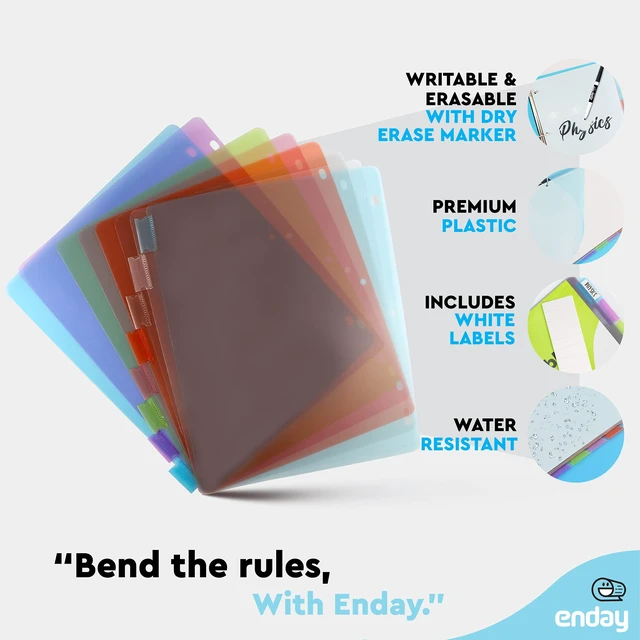 Alt view image 4 of 7 - 8 Dividers for 3 Ring Binder Standard Index Folder Dividers, Plastic Multicolor Dividers with White Insertable Tabs, in Green, Blue, Pink, Purple, Red, Grey, White, and Light Blue By Enday