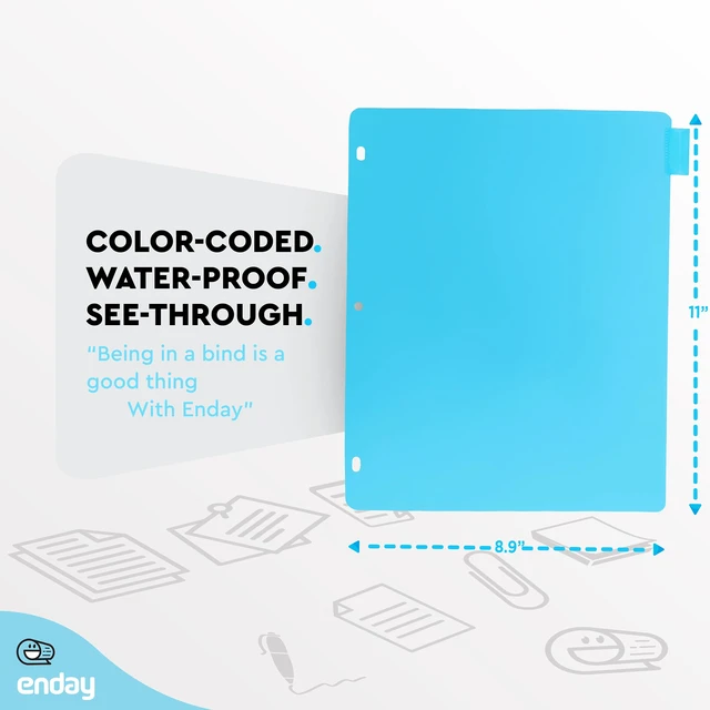 Alt view image 6 of 7 - 8 Dividers for 3 Ring Binder Standard Index Folder Dividers, Plastic Multicolor Dividers with White Insertable Tabs, in Green, Blue, Pink, Purple, Red, Grey, White, and Light Blue By Enday