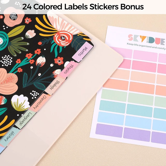 Alt view image 7 of 7 - SKYDUE 8 Tab Binder Dividers with Tabs, Thick Plastic Dividers for 3 Ring Binder, Letter Size, Tear-Resistant File Organizers, BlackFloral