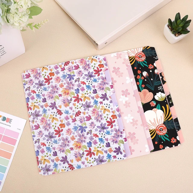Alt view image 3 of 7 - SKYDUE 8 Tab Binder Dividers with Tabs, Thick Plastic Dividers for 3 Ring Binder, Letter Size, Tear-Resistant File Organizers, BlackFloral