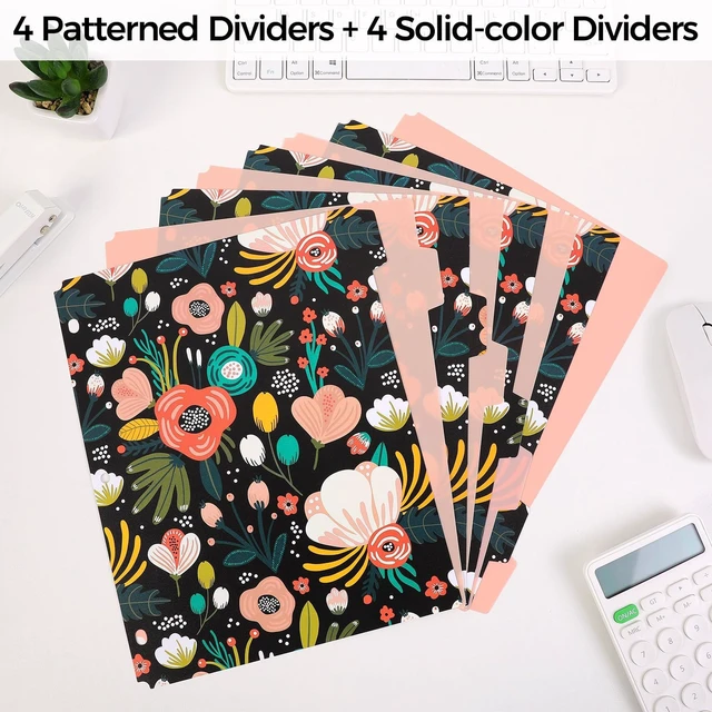 Alt view image 5 of 7 - SKYDUE 8 Tab Binder Dividers with Tabs, Thick Plastic Dividers for 3 Ring Binder, Letter Size, Tear-Resistant File Organizers, BlackFloral