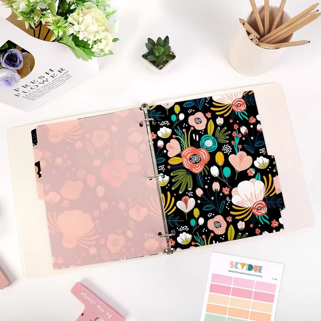 Alt view image 2 of 7 - SKYDUE 8 Tab Binder Dividers with Tabs, Thick Plastic Dividers for 3 Ring Binder, Letter Size, Tear-Resistant File Organizers, BlackFloral