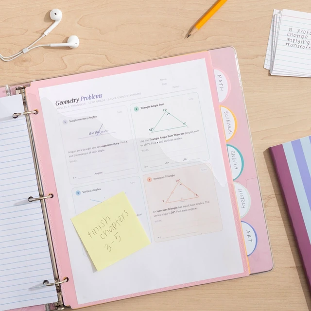 Alt view image 5 of 6 - U Brands 5 Tab Poly Binder Dividers with Pocket, Pastel Drift, 3-Hole Punched, 10 Blank Labels, Transparent Pocket, Durable No-Tear