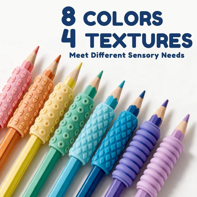 Alt view image 3 of 3 - Sensory Pencil Grips for Kids & Adults, 24 Pack Quiet Classroom Fidgets