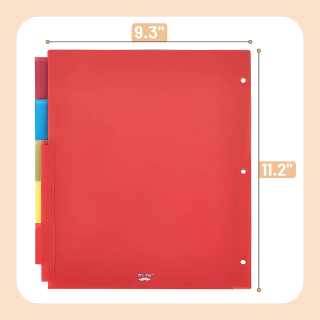 Alt view image 7 of 7 - Mr. Pen- Expanding Binder Dividers with Pockets and Tabs, 5 Tabs