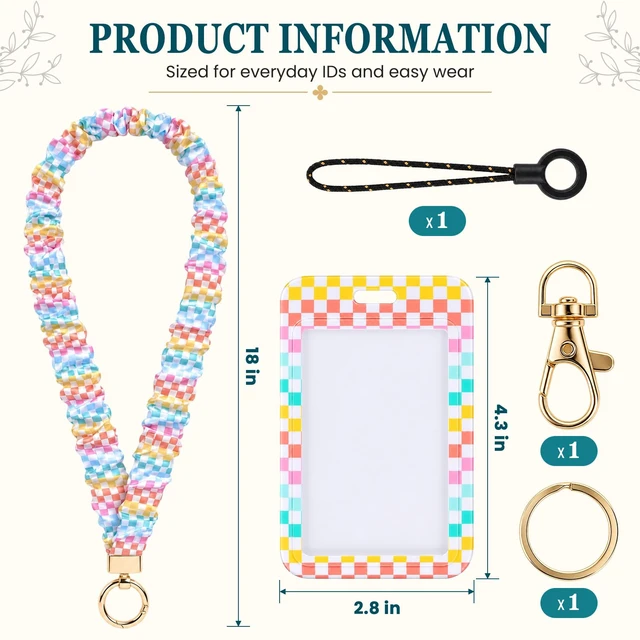 Alt view image 5 of 7 - Scrunchie Lanyard with ID Holder, Stretchy Teacher Lanyards for ID Badges