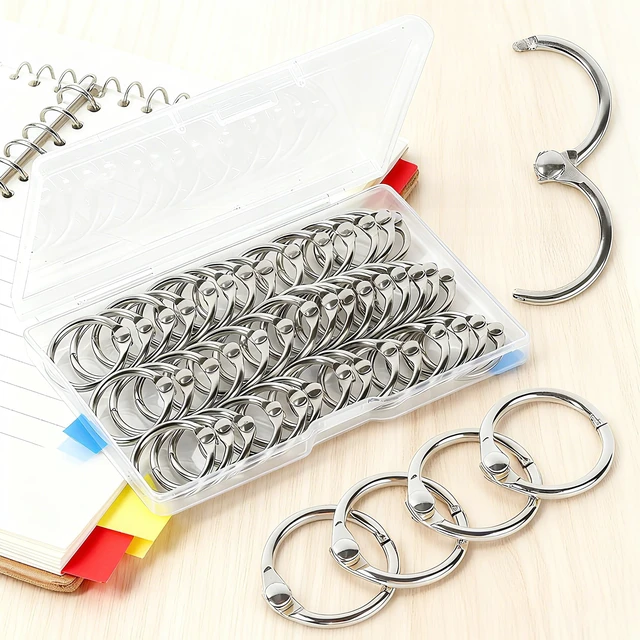 Alt view image 7 of 7 - Small Binder Rings 1/2 inch 50 Pcs Mini Book Rings Small Key Ring Metal Loose Leaf Binder Ring for Index Cards (50PCS)