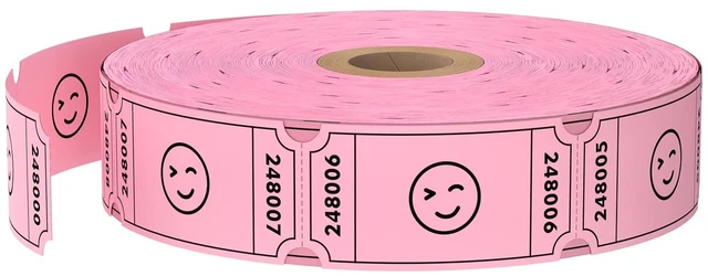 Main image of Methdic 1000 Smile Raffle Tickets Pink, Single Roll, Ticket for Events, Entry, Class Reward, Fundraiser & Prizes