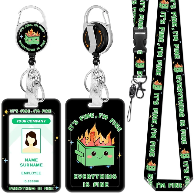 Main image of Hancynir Dumpster on Fire Lanyards for Id Badges with Retractable Reel Clip