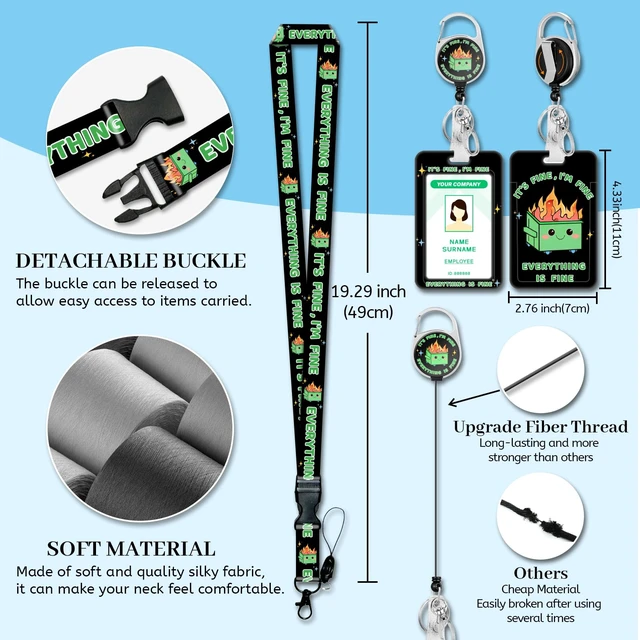 Alt view image 5 of 6 - Hancynir Dumpster on Fire Lanyards for Id Badges with Retractable Reel Clip
