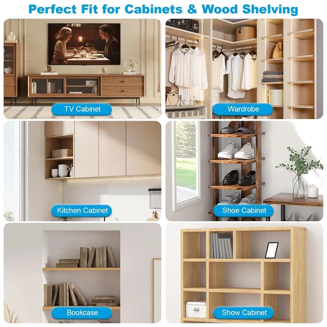 Alt view image 2 of 7 - 80 Pcs Shelf Pegs Pins Kit, 4 Styles Heavy Duty 5mm 1/4 Inch Shelf Support Pegs Holders, Nickel Plated Cabinet Shelf Clips for Kitchen Wood Shelves Bookcase