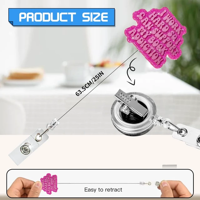 Alt view image 4 of 7 - Bookish Badge Reel Cute Retractable ID Badge Holder for Nurse, Teacher, Student, Book Lover, Librarian Literary Badge Clip Accessories for Work