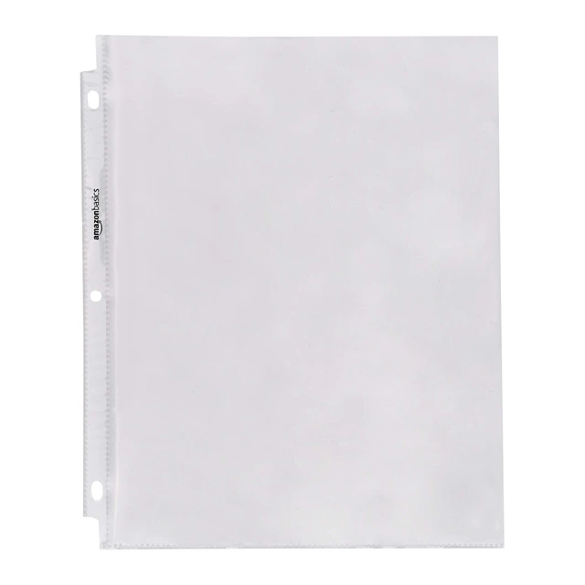 Alt view image 3 of 7 - Amazon Basics Sheet Protectors for 3 Ring Binder, Lightweight, Acid-Free, Clear Plastic Sleeves, Letter Size, 8.5 x 11 Inch, 100-Pack