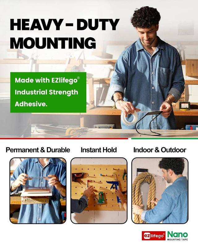 Alt view image 6 of 6 - EZlifego Heavy Duty Invisible Bond Nano Double Sided Mounting Tape, 9.85FT