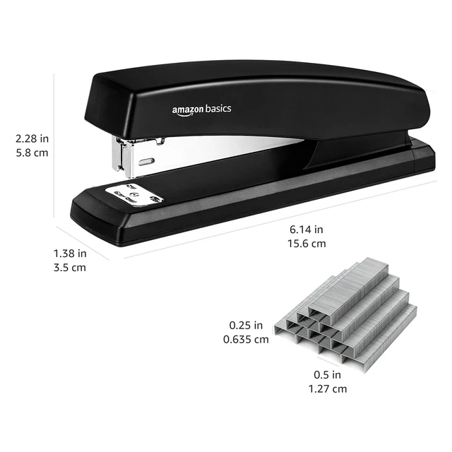 Alt view image 6 of 6 - Amazon Basics Office Stapler with 1000 Staples, 25 Sheet Capacity, Non-Slip, Black, Home Office