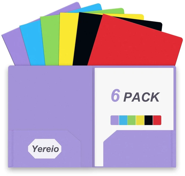 Main image of Folders with Pockets, 6 Pack Plastic Two Pockets