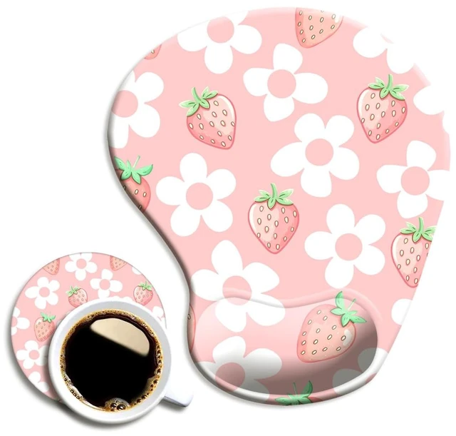 Main image of Ergonomic Mouse Pad with Wrist Support,Mouse Pad with Wrist Rest and Coaster Set,Office Supplies Non-Slip Mouse Pads for Desk, Non-Slip Comfortable,Pink Floral