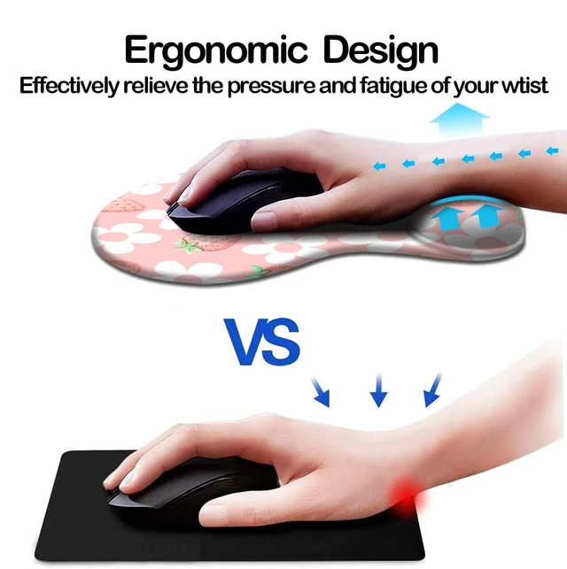 Alt view image 4 of 6 - Ergonomic Mouse Pad with Wrist Support,Mouse Pad with Wrist Rest and Coaster Set,Office Supplies Non-Slip Mouse Pads for Desk, Non-Slip Comfortable,Pink Floral