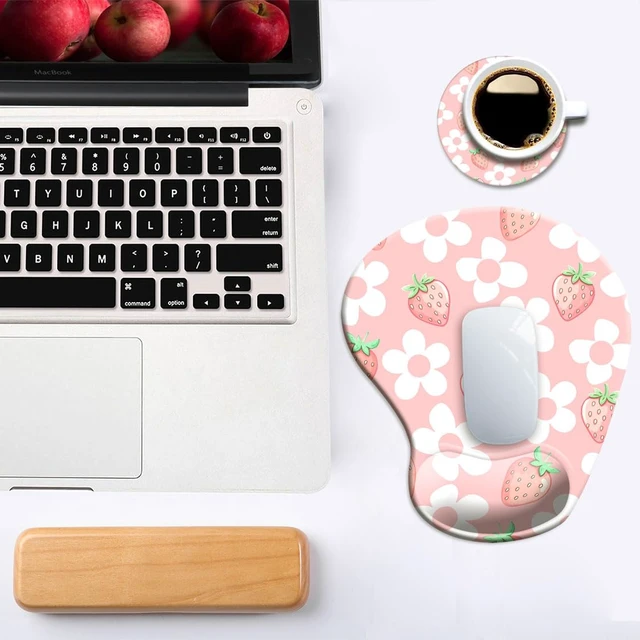 Alt view image 6 of 6 - Ergonomic Mouse Pad with Wrist Support,Mouse Pad with Wrist Rest and Coaster Set,Office Supplies Non-Slip Mouse Pads for Desk, Non-Slip Comfortable,Pink Floral