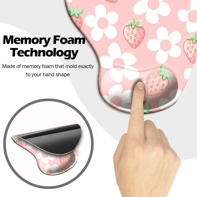 Alt view image 2 of 6 - Ergonomic Mouse Pad with Wrist Support,Mouse Pad with Wrist Rest and Coaster Set,Office Supplies Non-Slip Mouse Pads for Desk, Non-Slip Comfortable,Pink Floral
