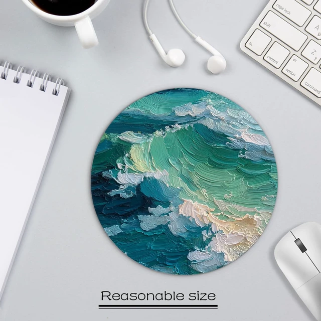 Alt view image 2 of 5 - Ocean Wave Mouse Pad for Desk 7.9x7.9 Inch