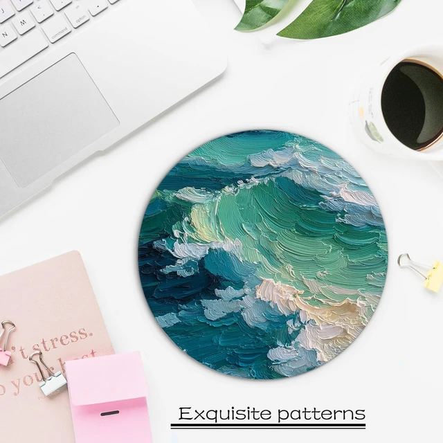 Alt view image 3 of 5 - Ocean Wave Mouse Pad for Desk 7.9x7.9 Inch