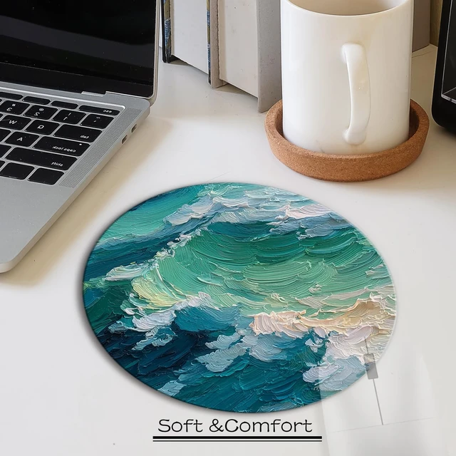 Alt view image 4 of 5 - Ocean Wave Mouse Pad for Desk 7.9x7.9 Inch