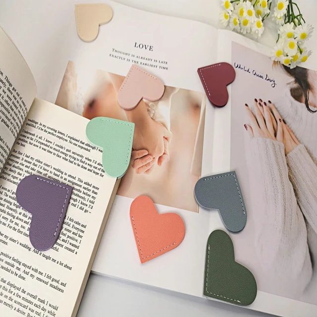 Alt view image 5 of 6 - Leather Book Marks,Heart Bookmarks,Gifts for Reading Book Lovers