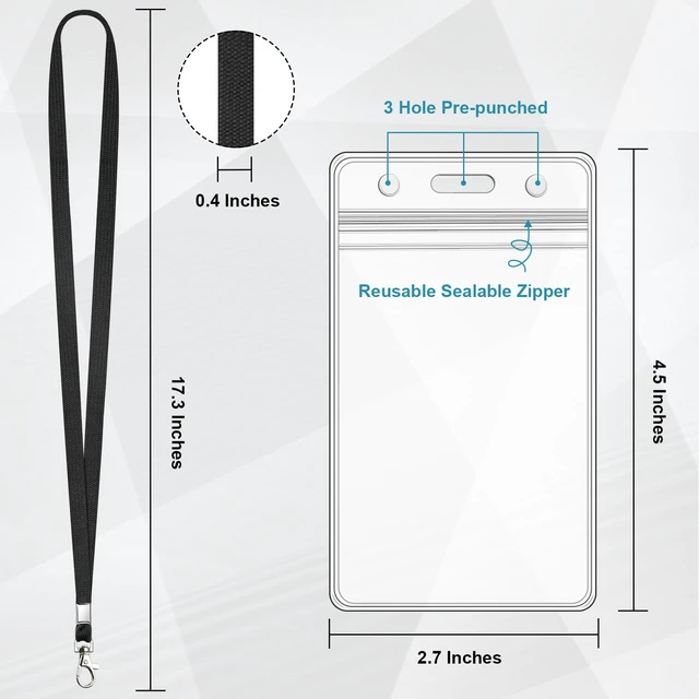 Alt view image 2 of 7 - Koorito 3 Pack Clear ID Badge Holder with Lanyard